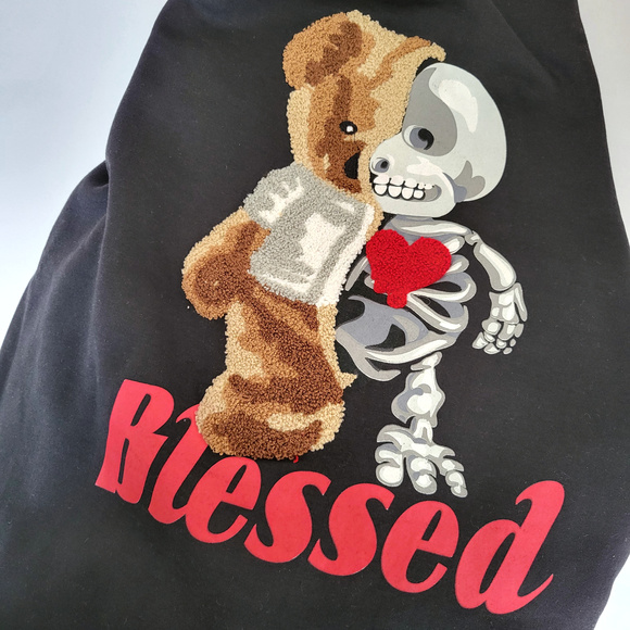 Brand NEW Super Massive Blessed Bear Skeleton Long Sleeve Top Shirt ~ Men Large - Picture 2 of 2